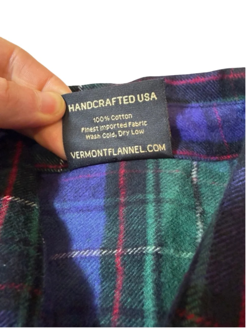 Vermont Flannel Co Plaid Flannel Shirt Blue Green Cotton Button Up Large USA - Picture 5 of 7